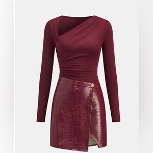 Faux Leather Paneled Knit Mini Dress